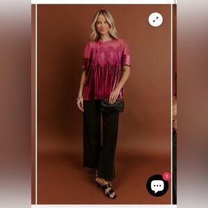 Delicate Haze - Pink Velvet Top - Size Medium